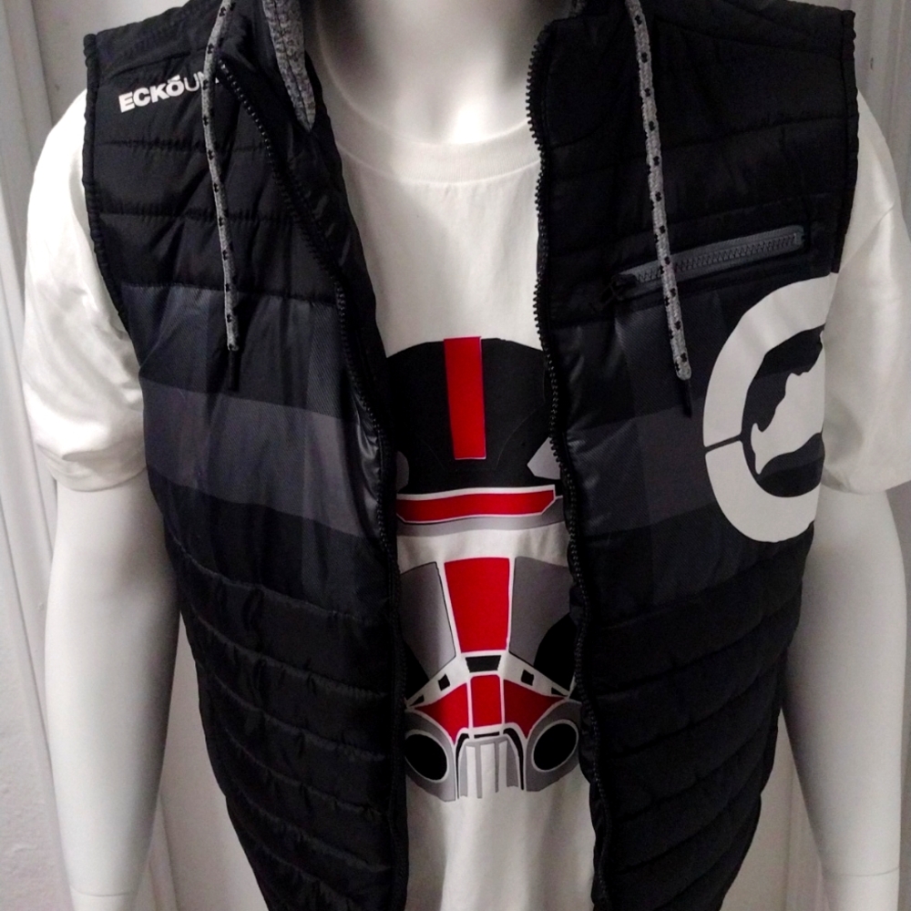 Ecko Unltd  vest hooded full zip puffer mens zs S
